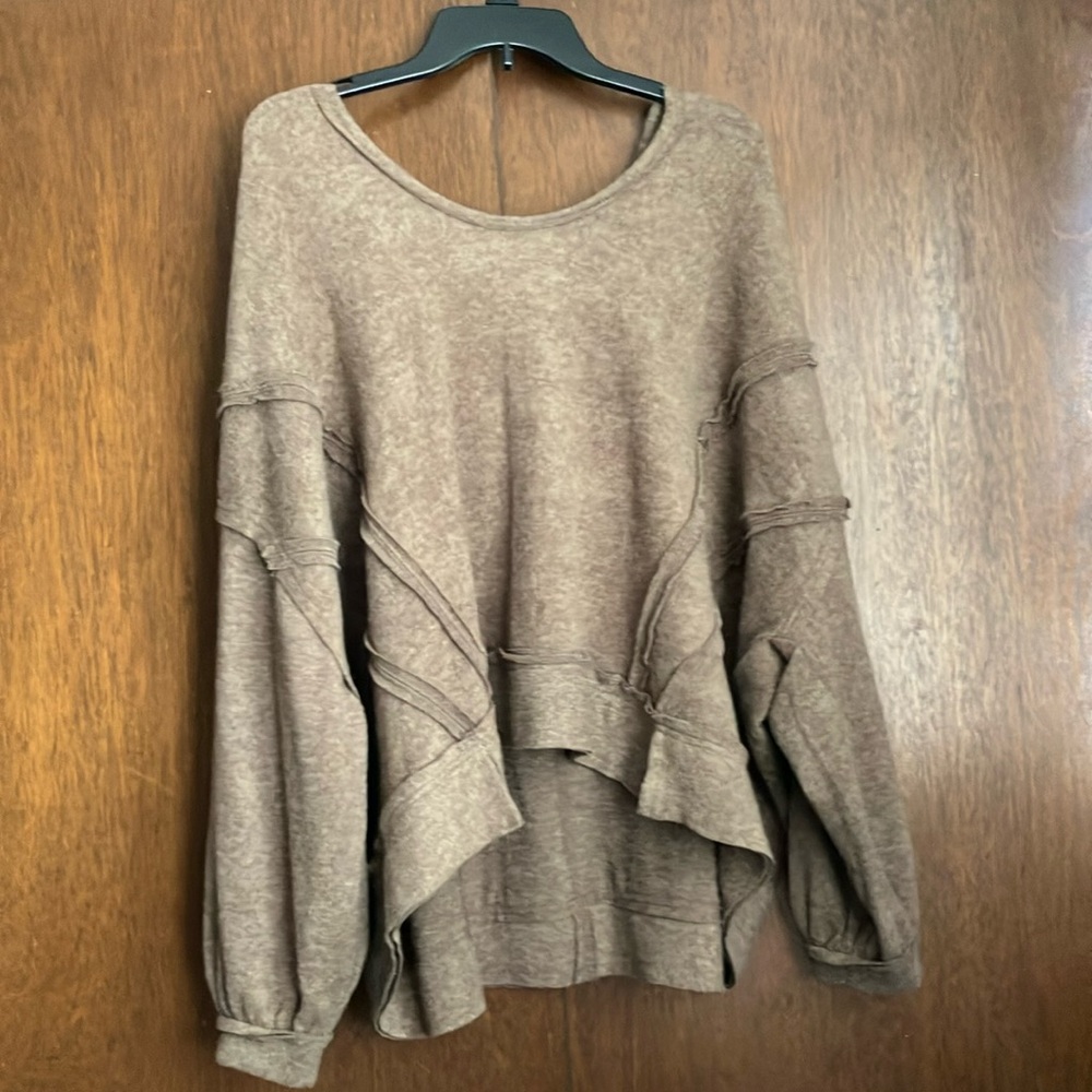 Zenana Outfitters Brown Crew Neck Sweater with Soft Knit